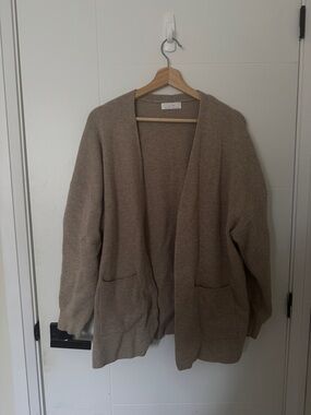 Cozy Neutral Open-Front Cardigan - Beige